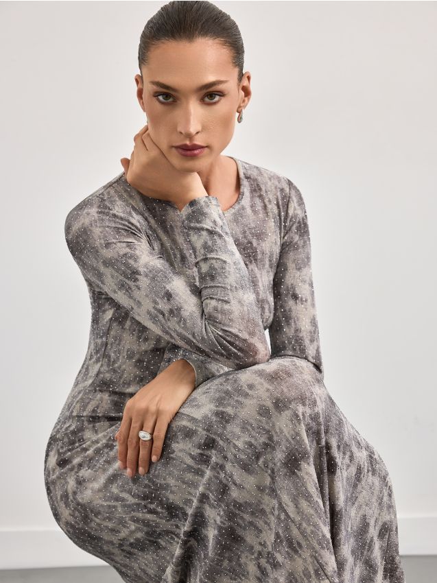 Rochie maxi cu cusătură metalizată