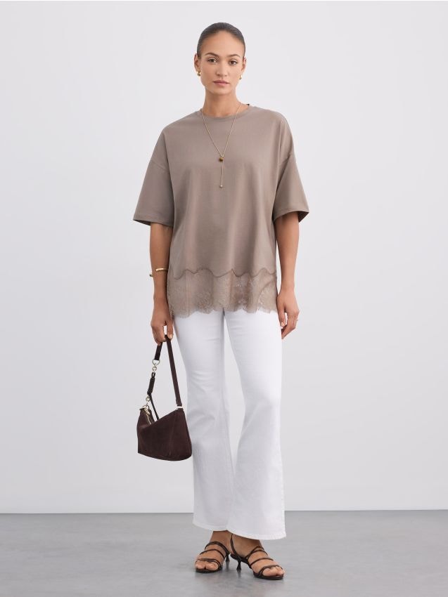 Mohito - Bluse mit Spitze - Khaki