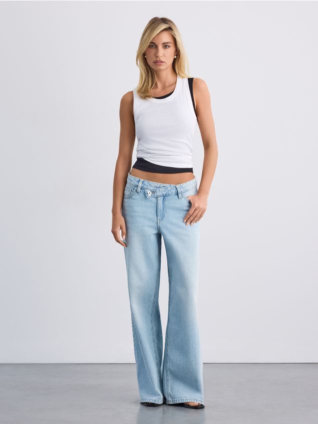 Kavbojke wide leg - modra