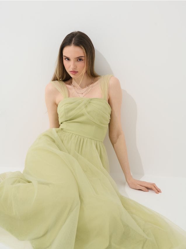 Tüll-Kleid Midi