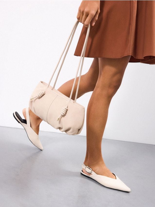 Mohito - Кожени обувки балерина - бежово