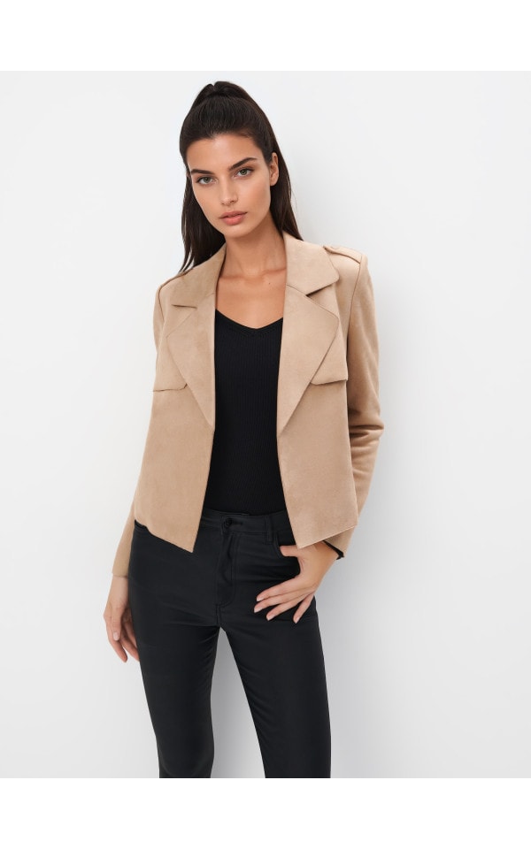 6114 シンプル薄型30WH Kremowa kurtka puffer Kolor beżowy - MOHITO - 614DT-02X