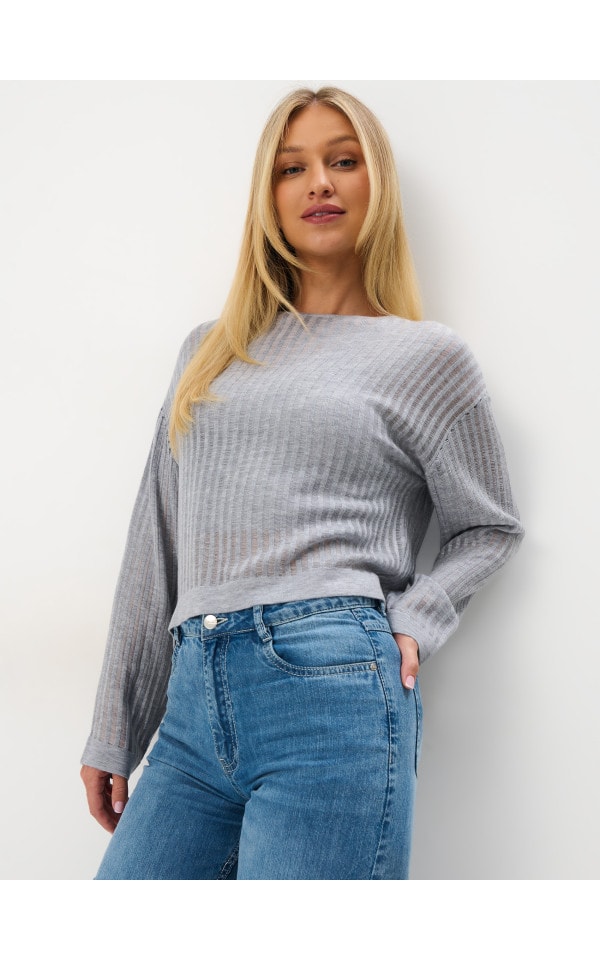 Z3D PULOVER DIN TRICOT REIAT - Gri antracit | ZARA România
