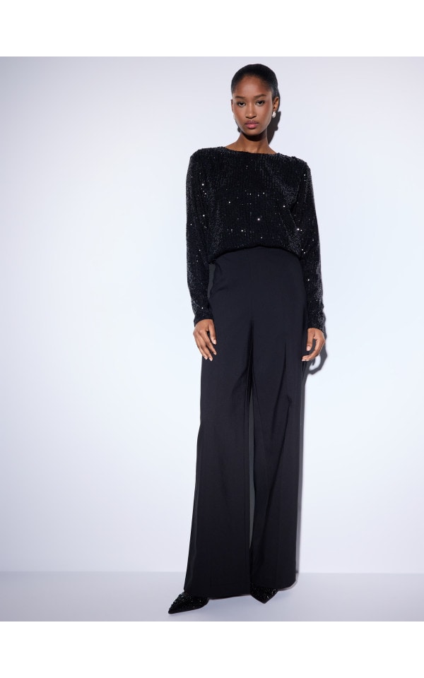 manami808ページ Spodnie z szeroką nogawką Kolor czarny - MOHITO - 429HE-99X