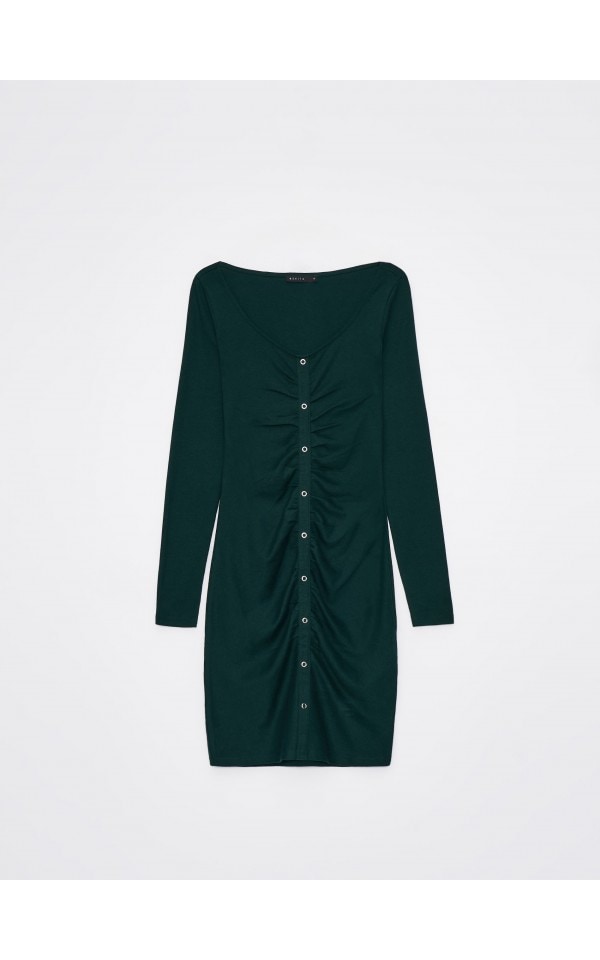 mokoです。 Zielona sukienka mini w kratę Kolor ciemny zielony - MOHITO