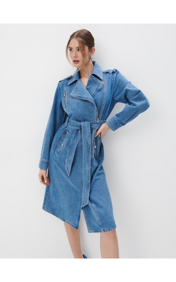 Jeansowy płaszcz Kolor niebieski - MOHITO - 701AD-55J