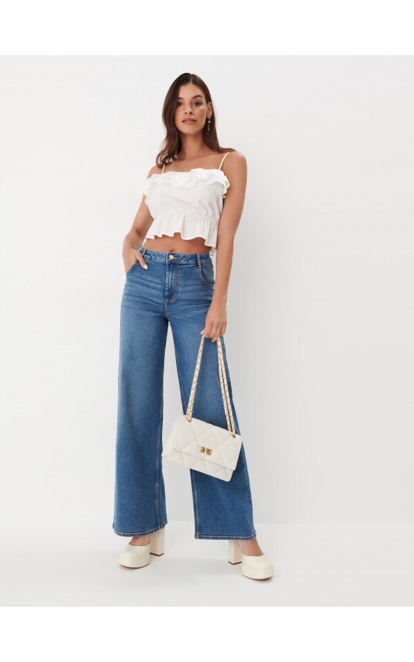 Jeansy Wide Leg Kolor Niebieski MOHITO 9186T 55J jeansy-wide-leg-kolor-niebieski-mohito-9186t-55j