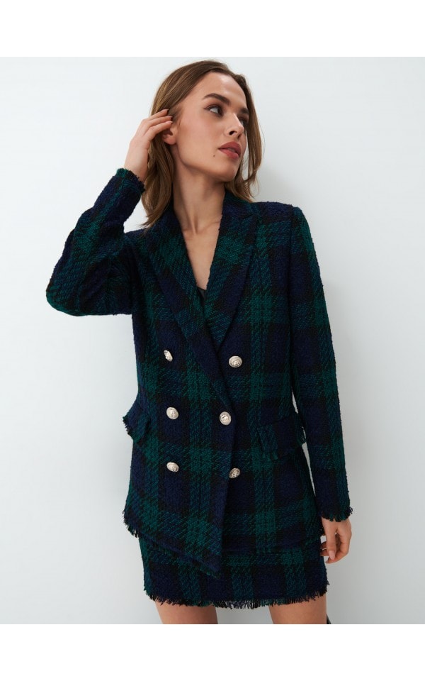 Dwurzędowa marynarka z ozdobnymi guzikami Kolor zielony