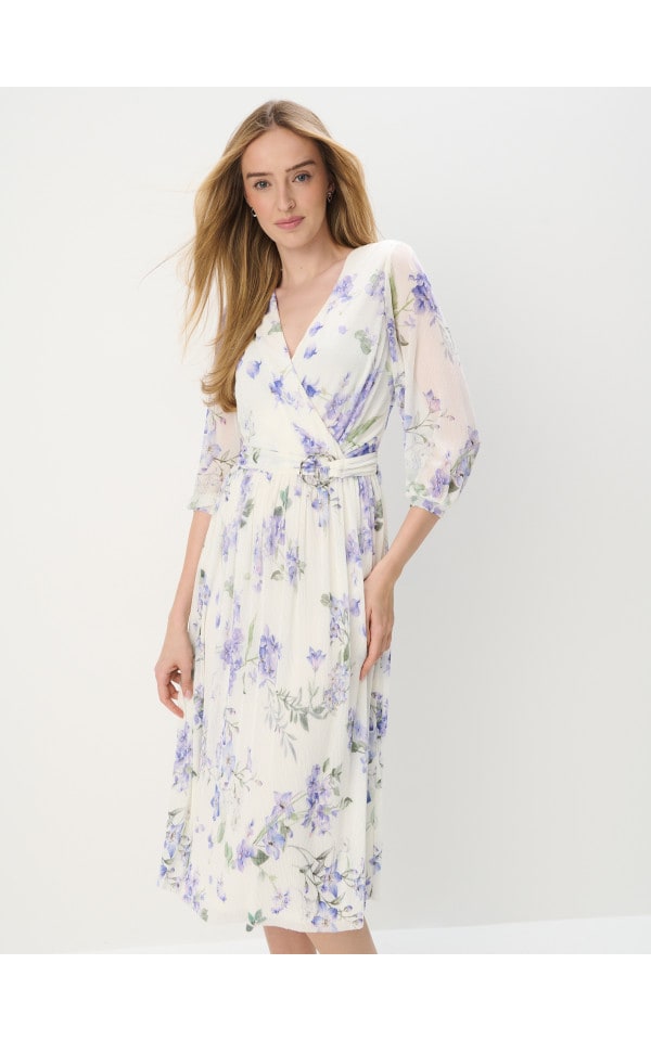 Druvish Vestido Midi en Línea Flor Crema